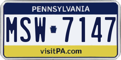 PA license plate MSW7147