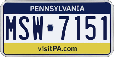 PA license plate MSW7151