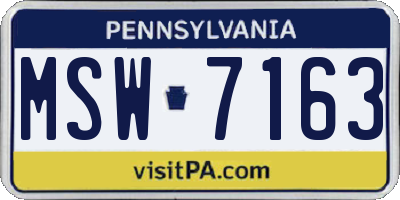 PA license plate MSW7163