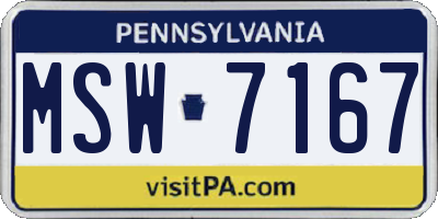 PA license plate MSW7167