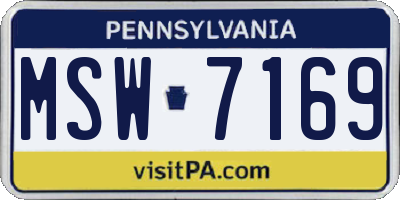 PA license plate MSW7169