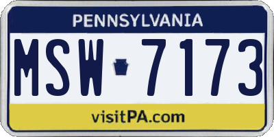 PA license plate MSW7173