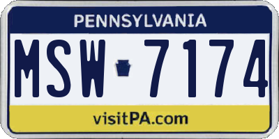 PA license plate MSW7174