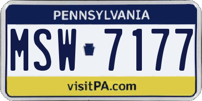 PA license plate MSW7177