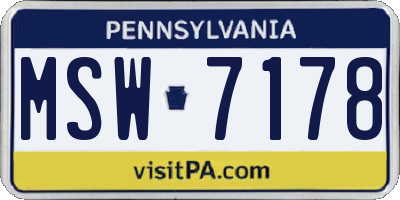 PA license plate MSW7178