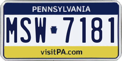 PA license plate MSW7181