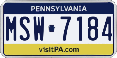 PA license plate MSW7184