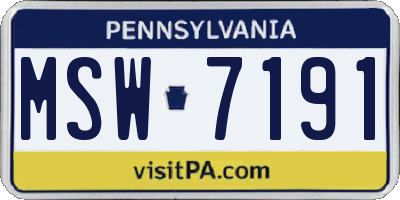 PA license plate MSW7191
