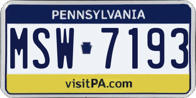 PA license plate MSW7193