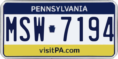 PA license plate MSW7194