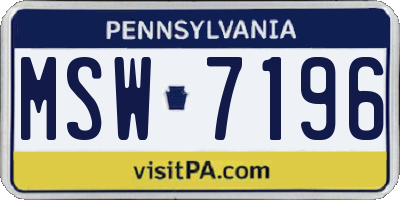 PA license plate MSW7196