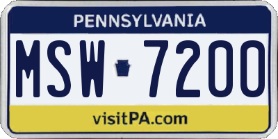 PA license plate MSW7200