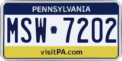 PA license plate MSW7202