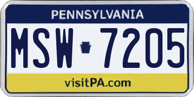PA license plate MSW7205
