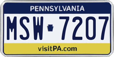 PA license plate MSW7207