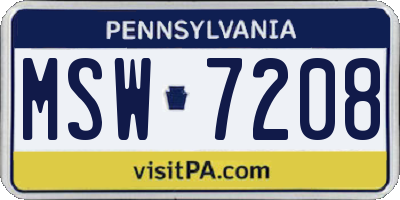PA license plate MSW7208