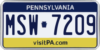 PA license plate MSW7209