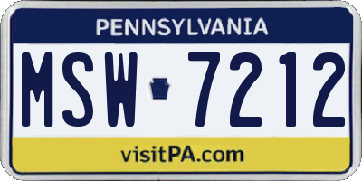 PA license plate MSW7212