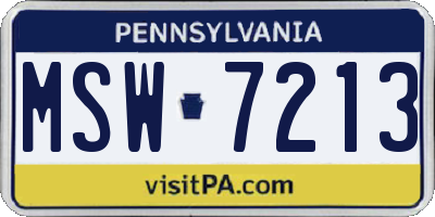 PA license plate MSW7213