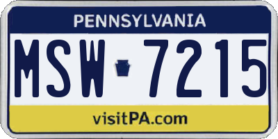 PA license plate MSW7215