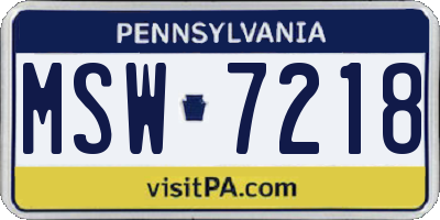 PA license plate MSW7218