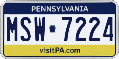 PA license plate MSW7224