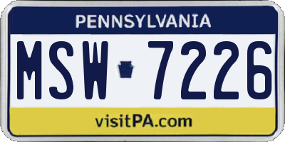 PA license plate MSW7226