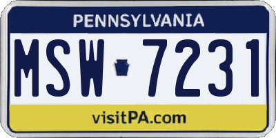 PA license plate MSW7231