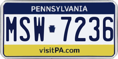 PA license plate MSW7236