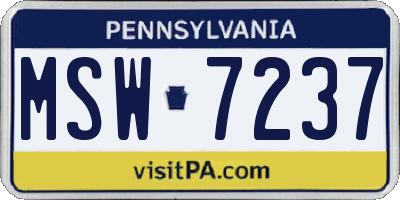 PA license plate MSW7237