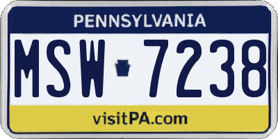 PA license plate MSW7238