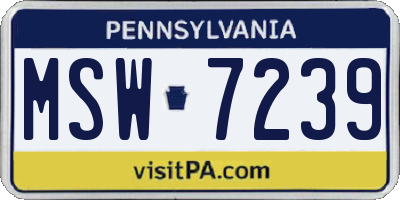 PA license plate MSW7239