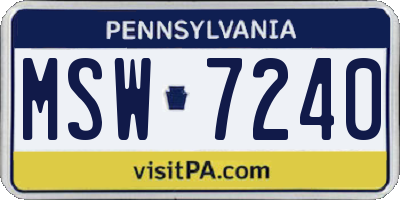 PA license plate MSW7240