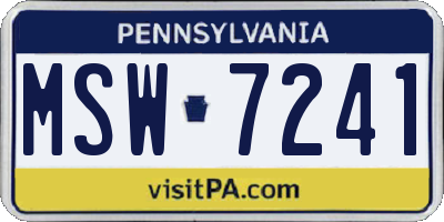 PA license plate MSW7241