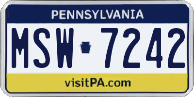 PA license plate MSW7242