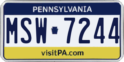 PA license plate MSW7244