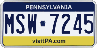 PA license plate MSW7245