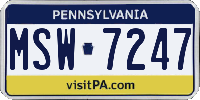 PA license plate MSW7247