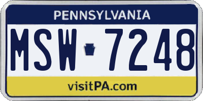 PA license plate MSW7248