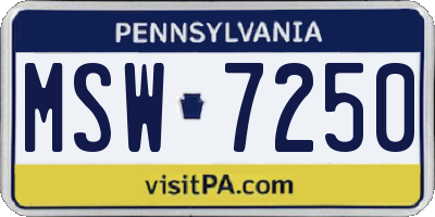 PA license plate MSW7250