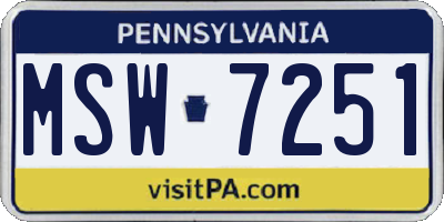 PA license plate MSW7251