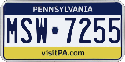 PA license plate MSW7255