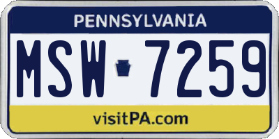 PA license plate MSW7259