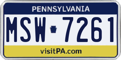 PA license plate MSW7261