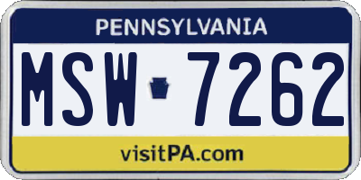 PA license plate MSW7262