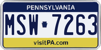 PA license plate MSW7263