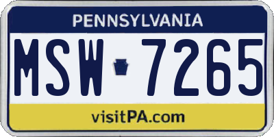 PA license plate MSW7265