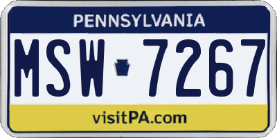 PA license plate MSW7267