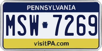 PA license plate MSW7269