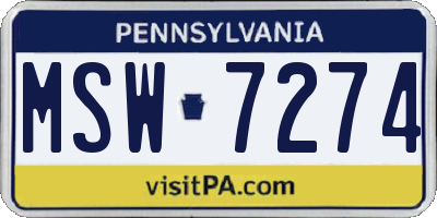 PA license plate MSW7274